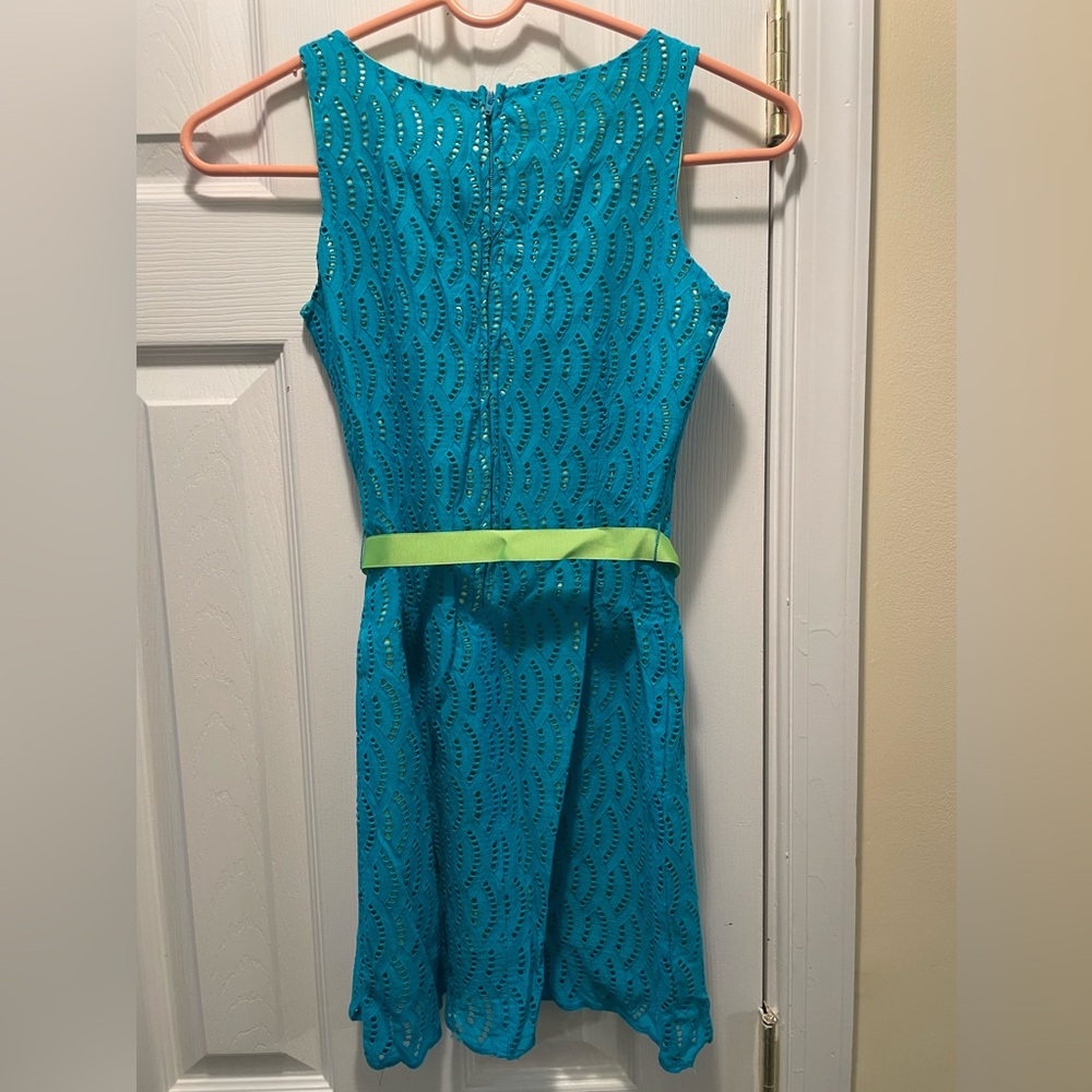 Blue Fit and Flare Sleeveless Dress for Wedding Guest